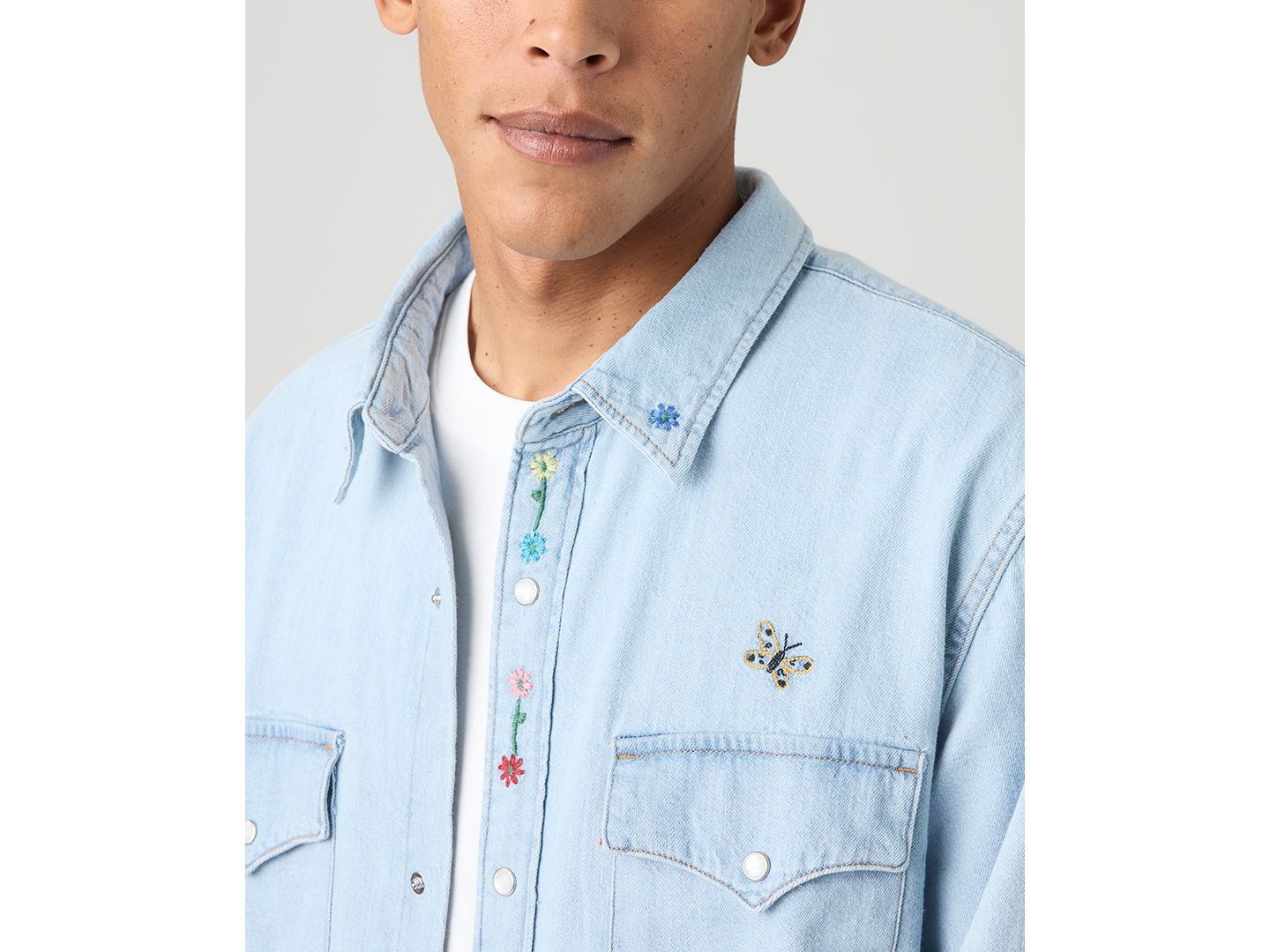 Мужская рубашка Levi's Premium Relaxed-Fit Western Embroidered, цвет: Spring Flowers — фото 4