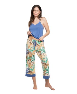 Women's Printed Long-Sleeve Wrapper, Camisole and Pants, 3-Piece Set