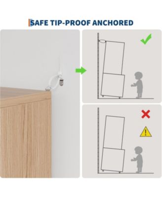 Tall Bookshelf with Storage Cabinet, Wood Bookcase with 4 Doors and 2 Drawer & Open Shelves, Freestanding Display Bookshelves for Home Office