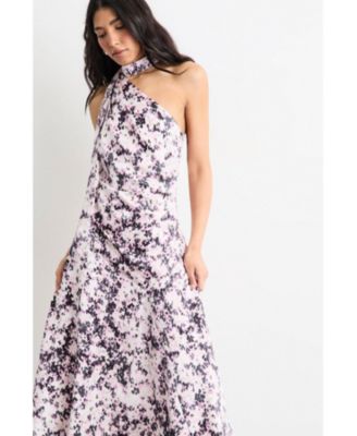 Women's Scarf Tie Asymmetric Maxi Dress