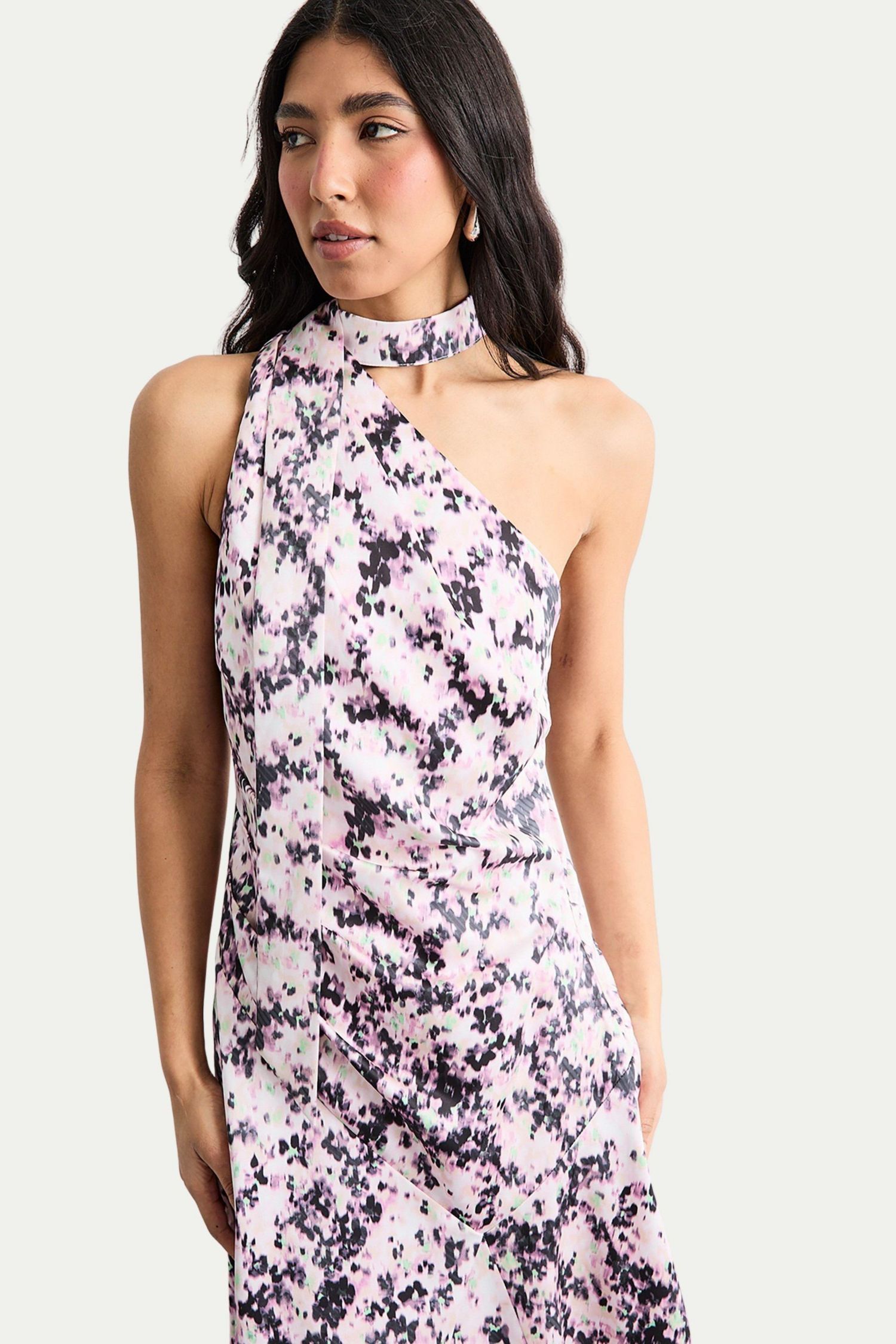 Women's Scarf Tie Asymmetric Maxi Dress
