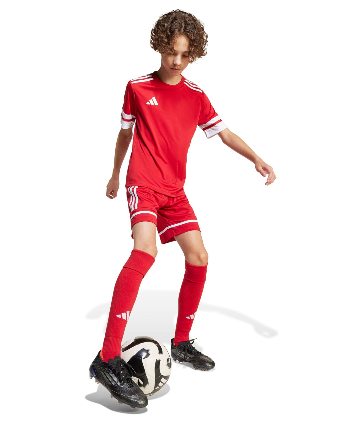Детские шорты adidas Elastic Waist, цвет: Красный / Белый — фото 2