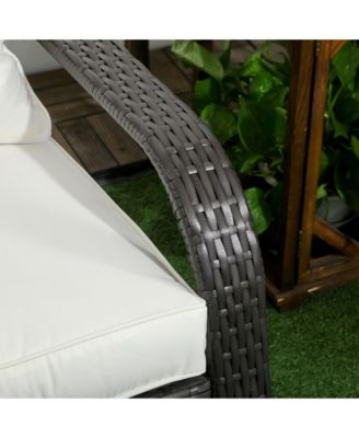 Patio Wicker Adirondack Chair with Cushion, Armrest,