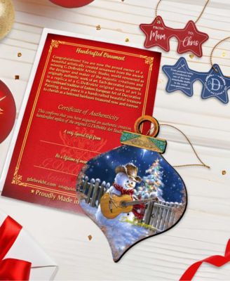 by Dona Gelsinger Guitar Player Snowman Ornament, Set of 2