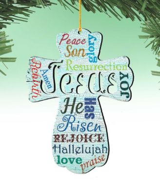 Jesus Cross Easter Wood Ornament, Set of 2