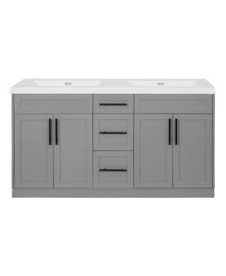 59.3" Double Sink Bathroom Vanity with SMC Integrated Basin, Soft Close Drawers & Adjustable Shelf for Large Bathrooms