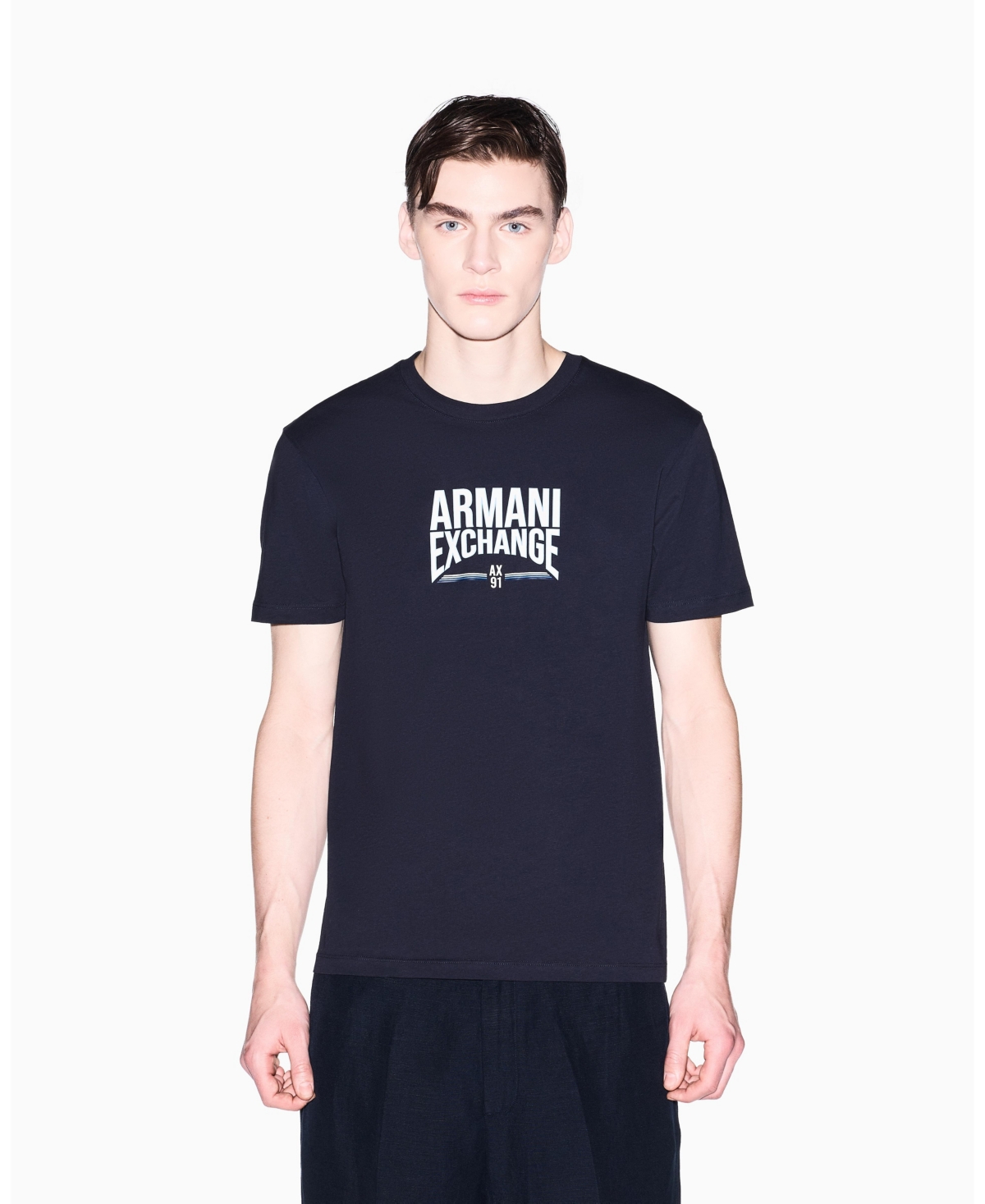 A|X Armani Exchange Men's Short Sleeve Varsity Logo T-Shirt - Deep Navy
