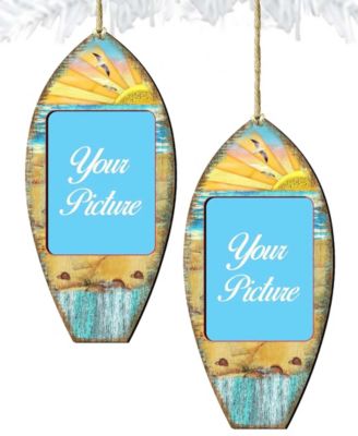 Surfboard Picture Frame Ornament Set of 2