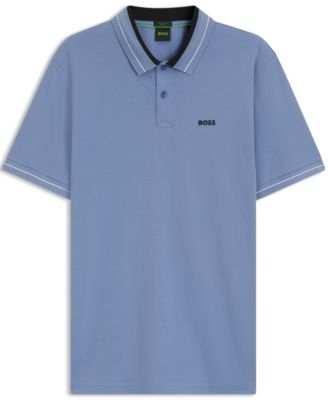 Men's Stretch-Cotton Stripe Trim Polo Shirt