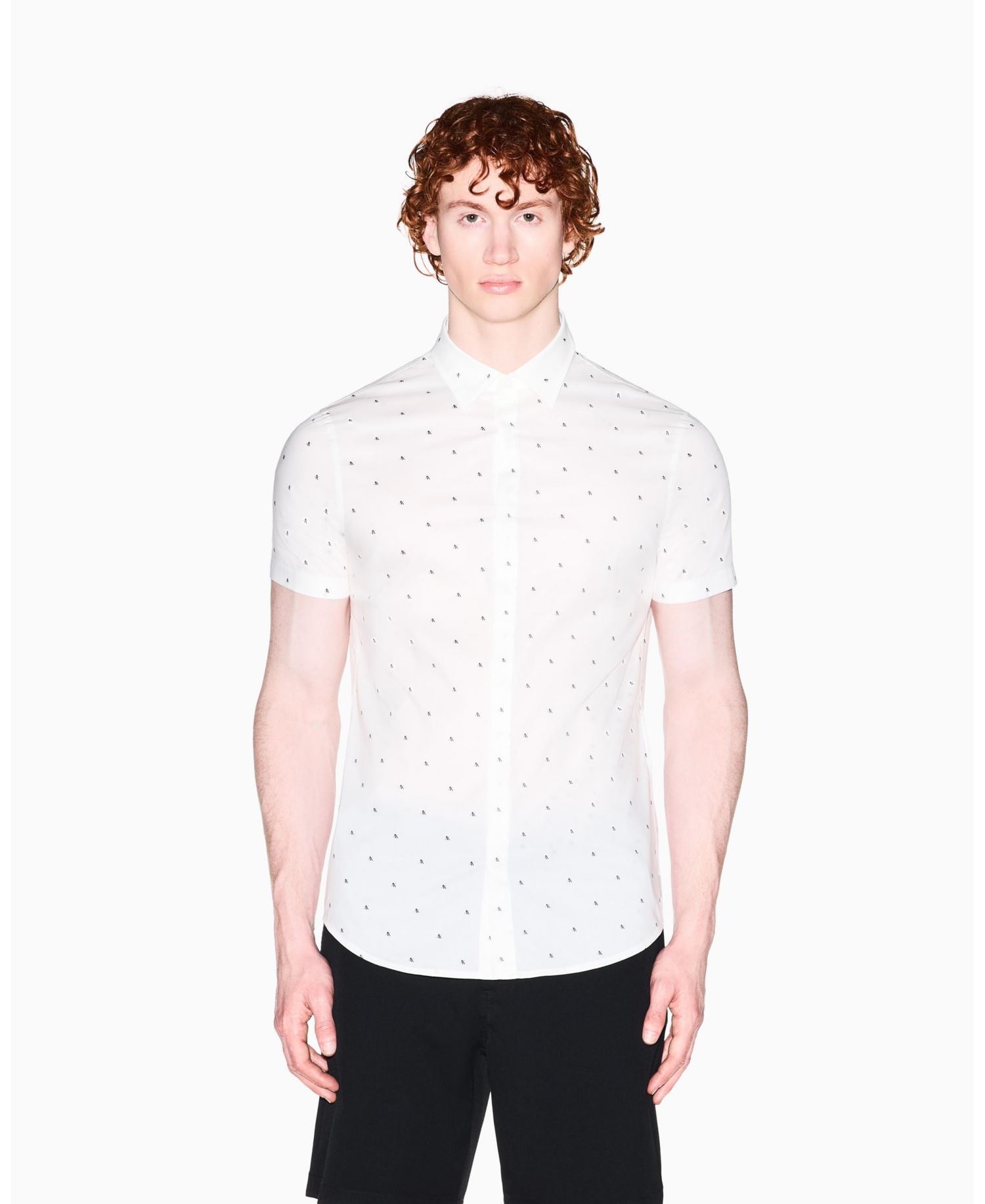 Men's Poplin Allover logo Print Button Down Shirt