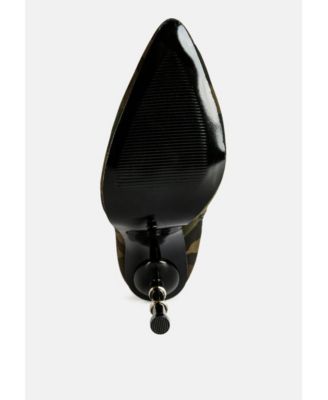 Womens Moulin Ringed Stiletto Camouflage Ankle Boot