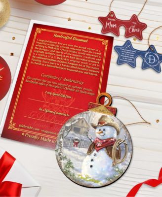 by Dona Gelsinger Cowboy Snowman Ornament, Set of 2
