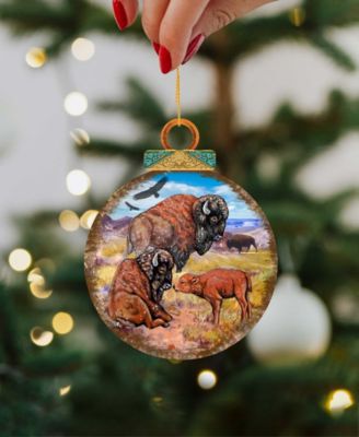 Buffalos Ball Wooden Ornaments, Set of 2