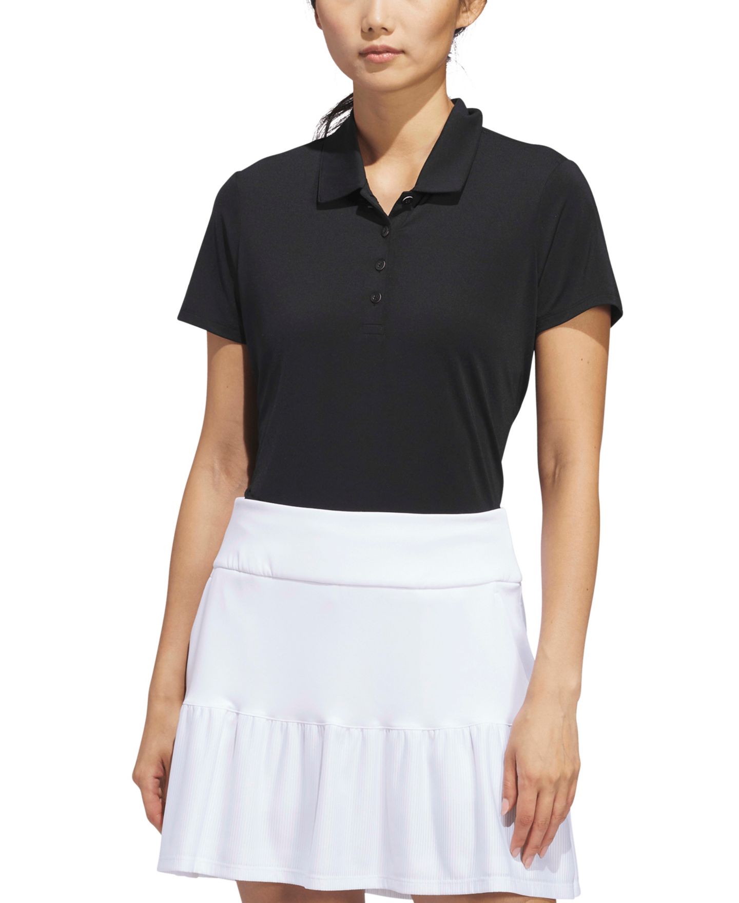 Женское поло adidas Solid Short-Sleeve Polo, цвет: Чёрный — фото 2