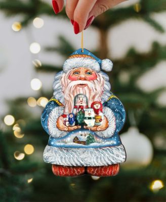Matreshkas Santa Wooden Christmas Ornament Set of 2