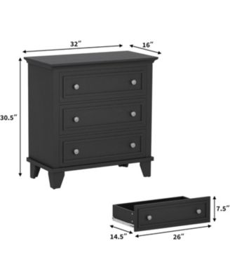 3 Drawer Dresser 32 Inch Wide Chest Storage Organizer with Metal Handles Small Cabinet for Bedroom