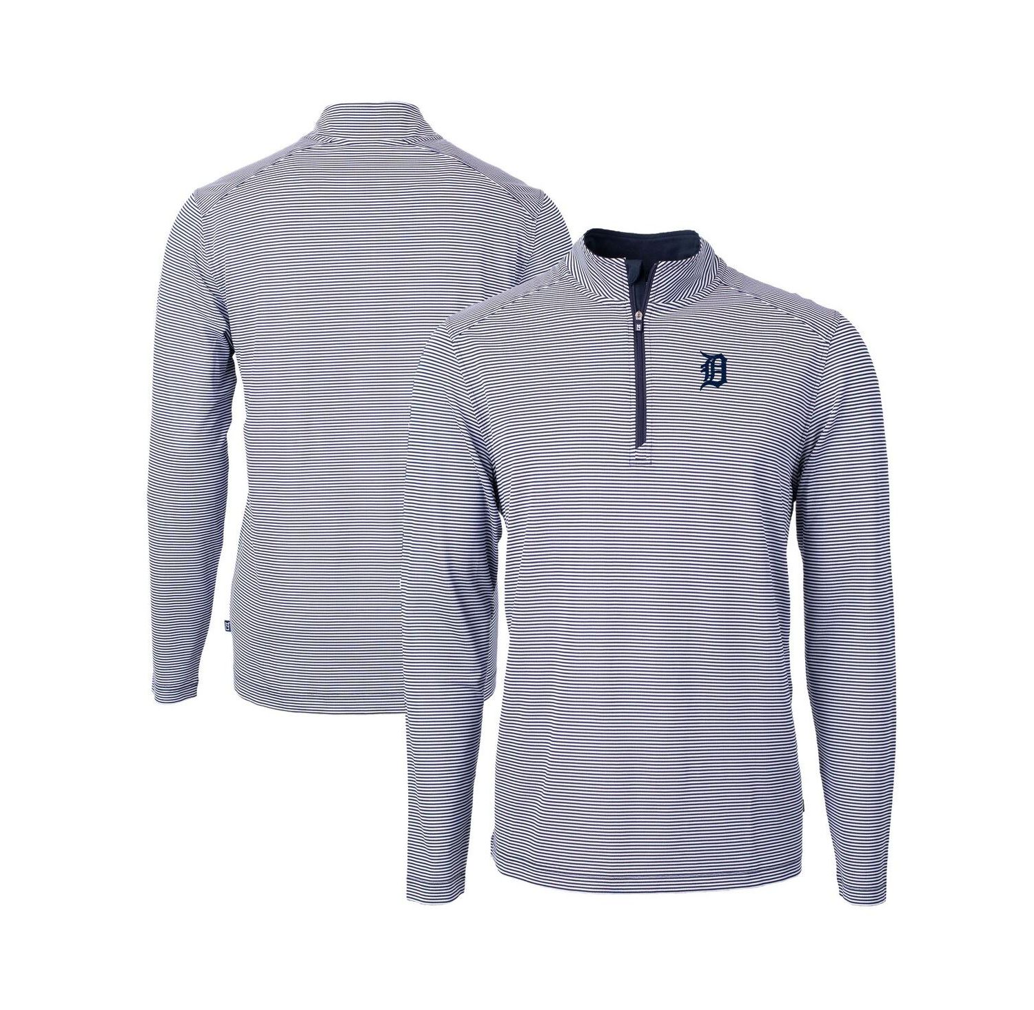 Men's Navy/White Detroit Tigers Virtue Eco Pique Micro Stripe Big & Tall Quarter-Zip
