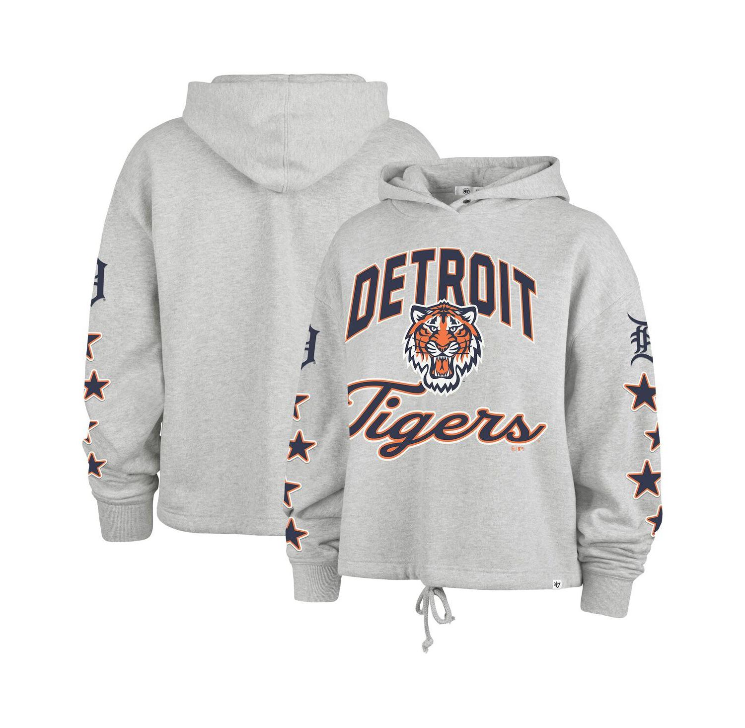 Women's Heather Gray Detroit Tigers Plus Size Starry Eye Hoodie