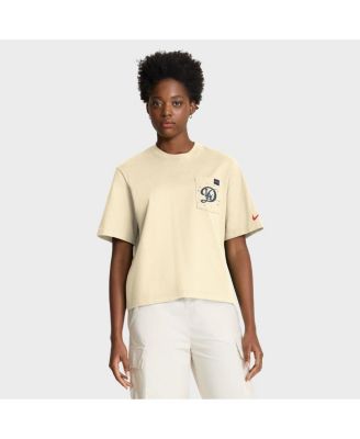 Women's Cream Los Angeles Dodgers City Connect Pocket Boxy T-Shirt