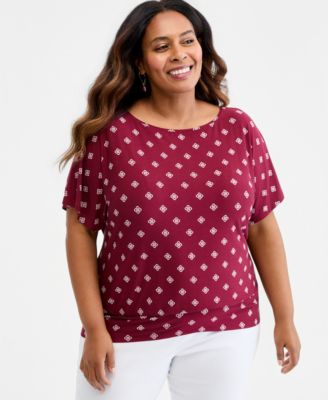 Plus Size Sofia Tile Banded-Bottom Top