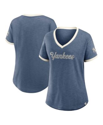 Women's Navy New York Yankees Cooperstown Collection Vintage Play V-Neck T-Shirt