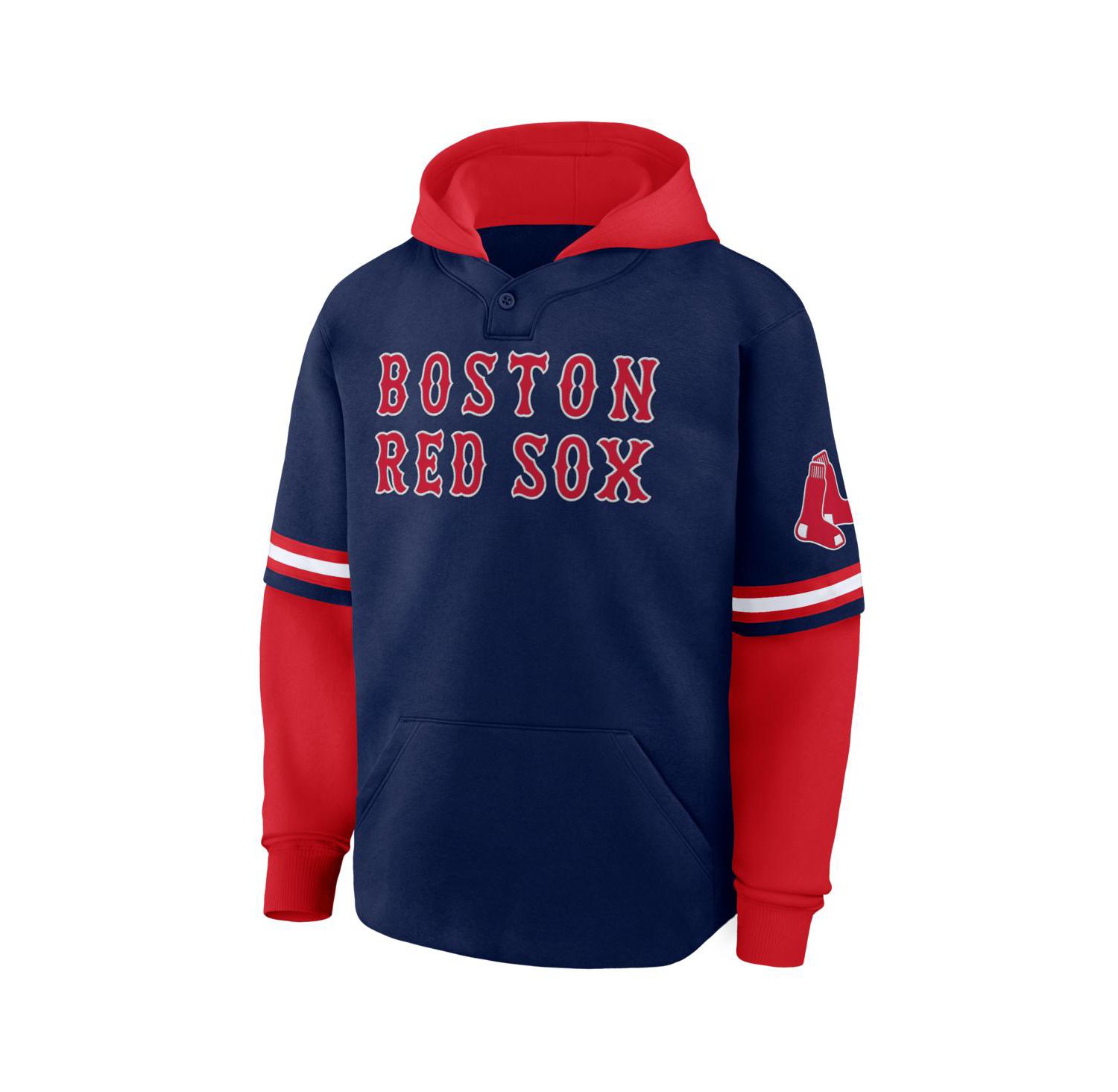 Men's Navy/Red Boston Red Sox Oversized Fire Speed Layered Hoodie