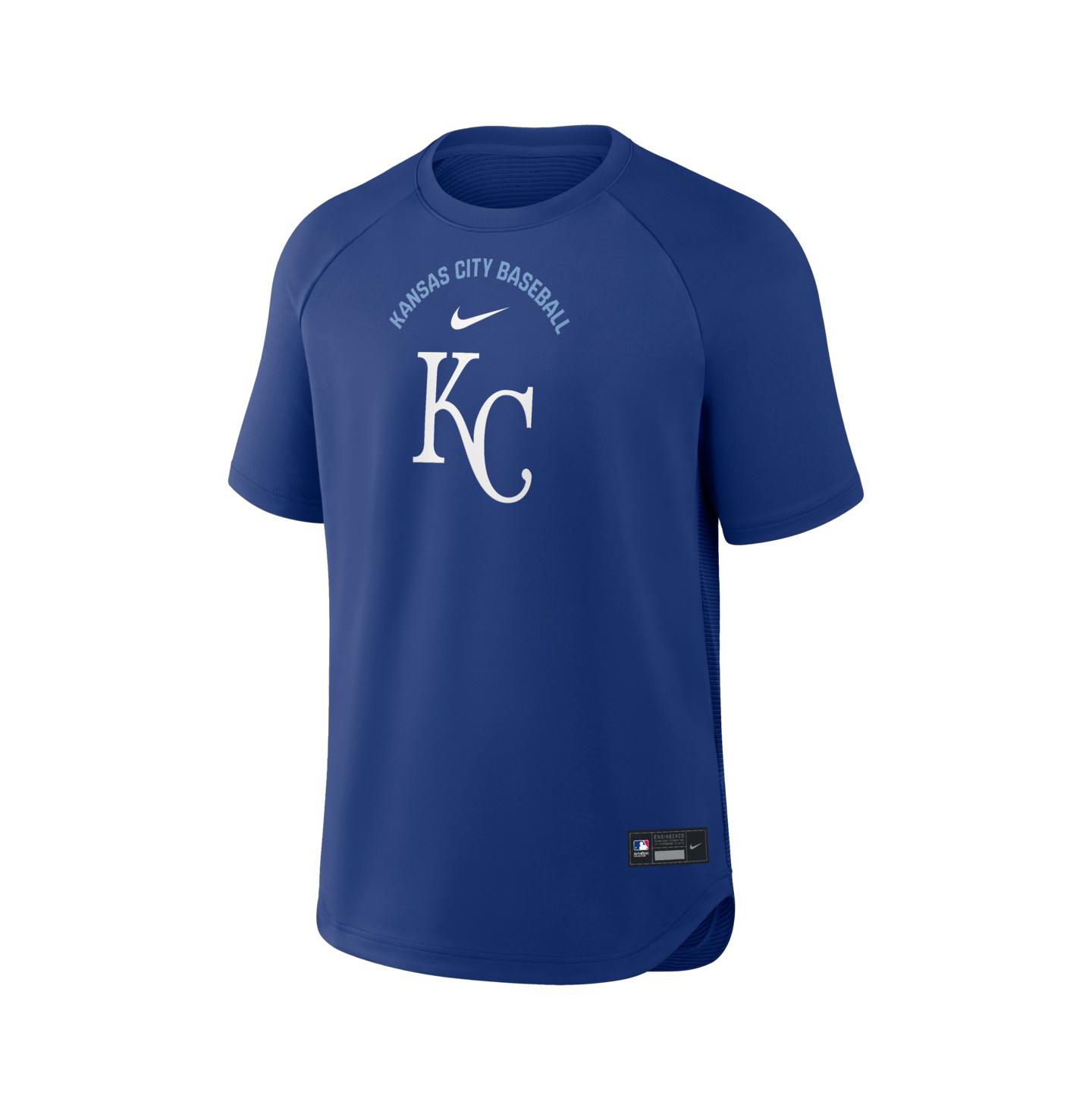 Мужская футболка Nike Royal Kansas City Royals Authentic Collection Batting Practice Pre-Game Raglan Dri-FIT — фото 2