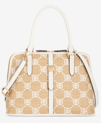 Belted Monogram Straw Dome Satchel