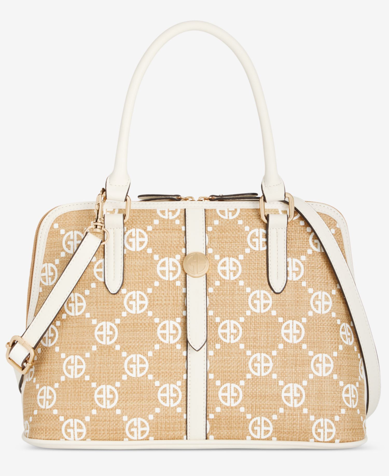 Belted Monogram Straw Dome Satchel