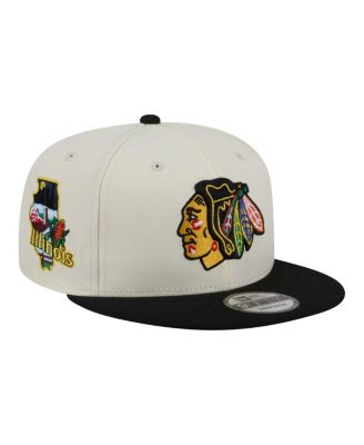 Men's White/Black Chicago Blackhawks Injection Localized Two-Tone 9FIFTY Snapback Hat