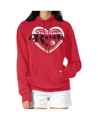 Women's Red Cincinnati Reds Double Heart Fleece Pullover Hoodie