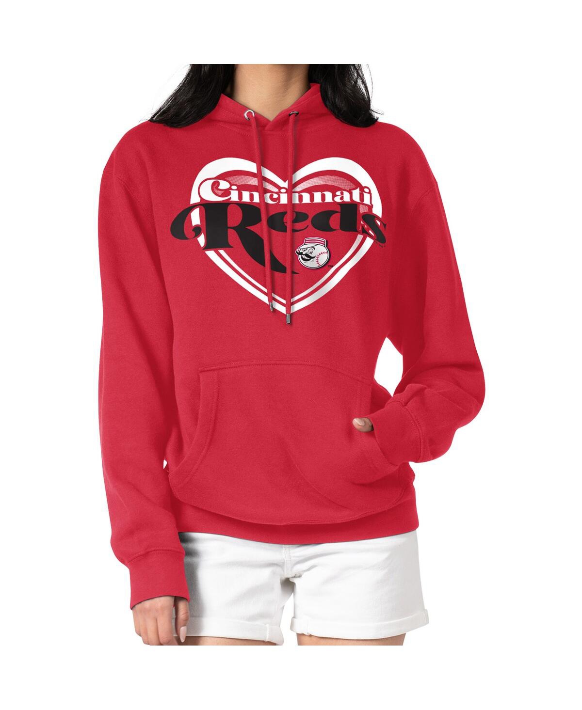 G-iii 4Her by Carl Banks Women's Red Cincinnati Reds Double Heart Fleece Pullover Hoodie