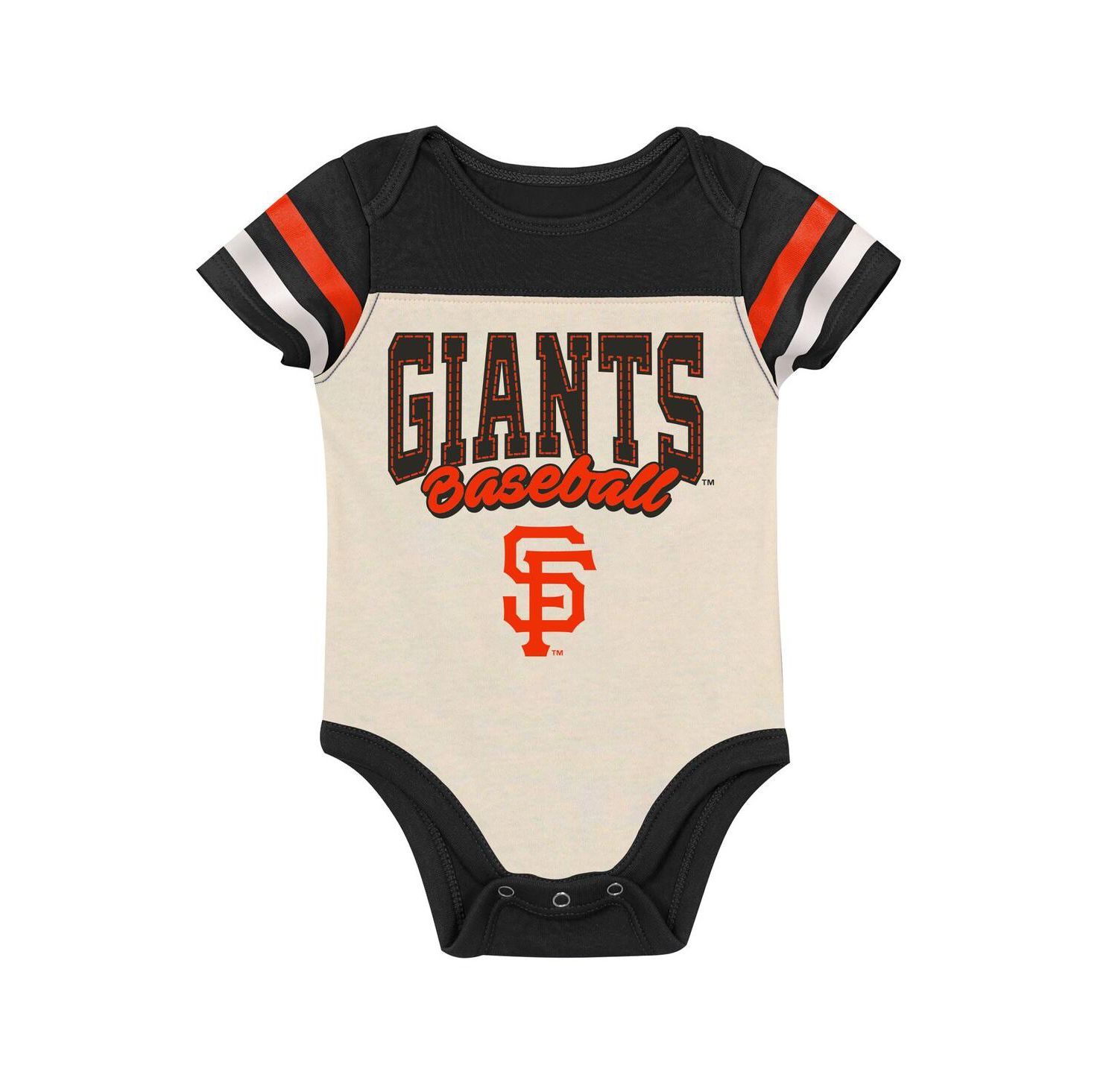 Baby Boys and Girls Black 3-Piece San Francisco Giants Up One Bodysuit and Bib Booties Set