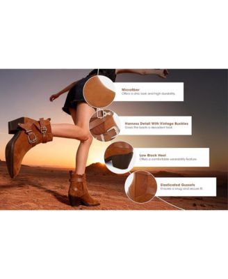 Womens Raveta Microfiber Buckle Strap Western Boots