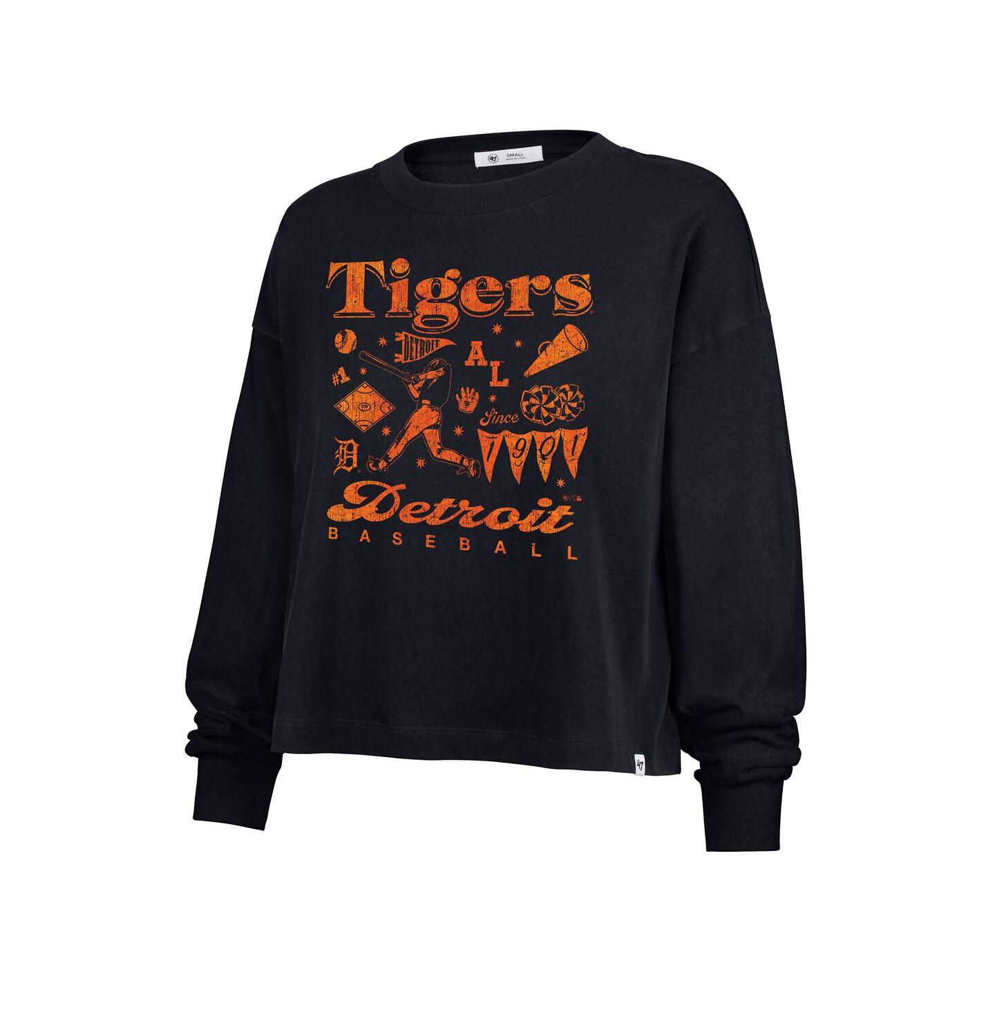 Женская футболка '47 Brand Navy Detroit Tigers Team Collage Sydney Long Sleeve — фото 2