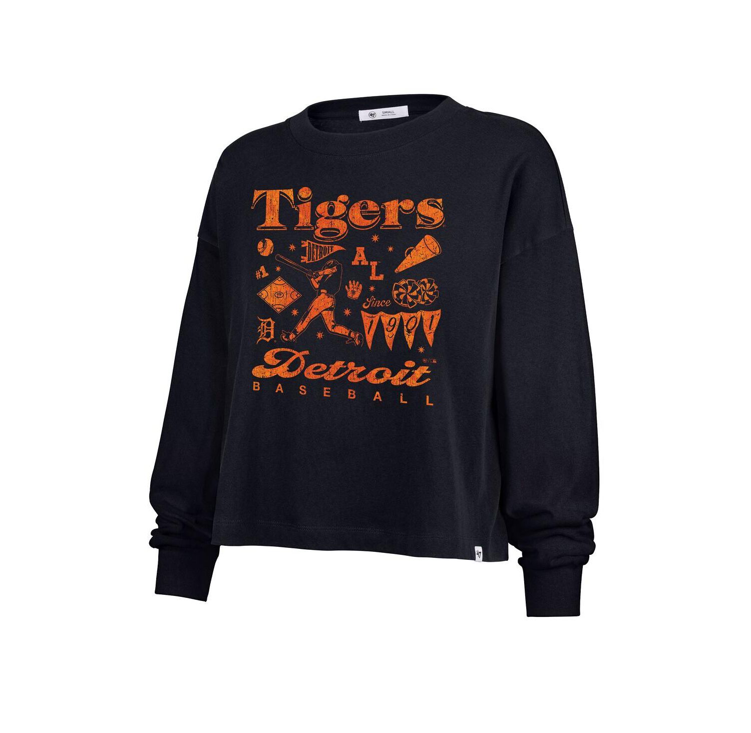 Women's Navy Detroit Tigers Team Collage Sydney Long Sleeve T-Shirt