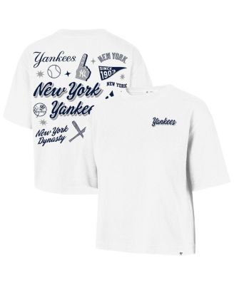 Women's White New York Yankees Collage Script Reed City T-Shirt
