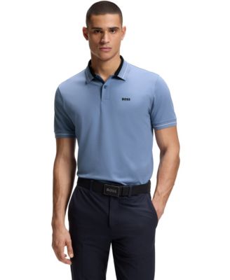 Men's Stretch-Cotton Stripe Trim Polo Shirt