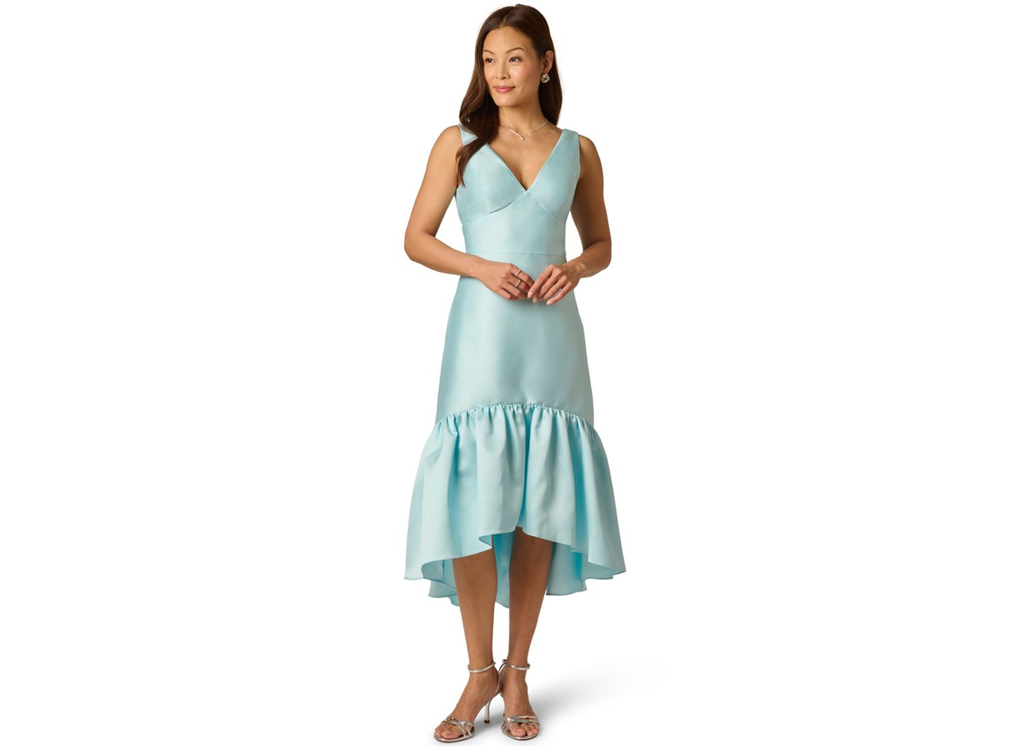 Women's Tie Mikado V-Neck Midi Dress