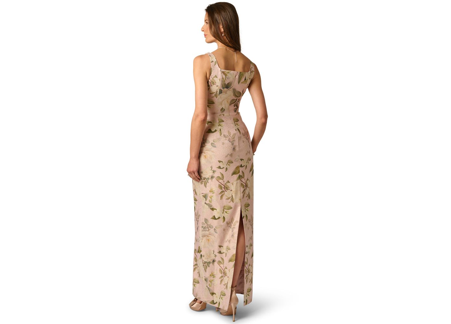 Women's Printed Jacquard Bead Square Neck Column Dress