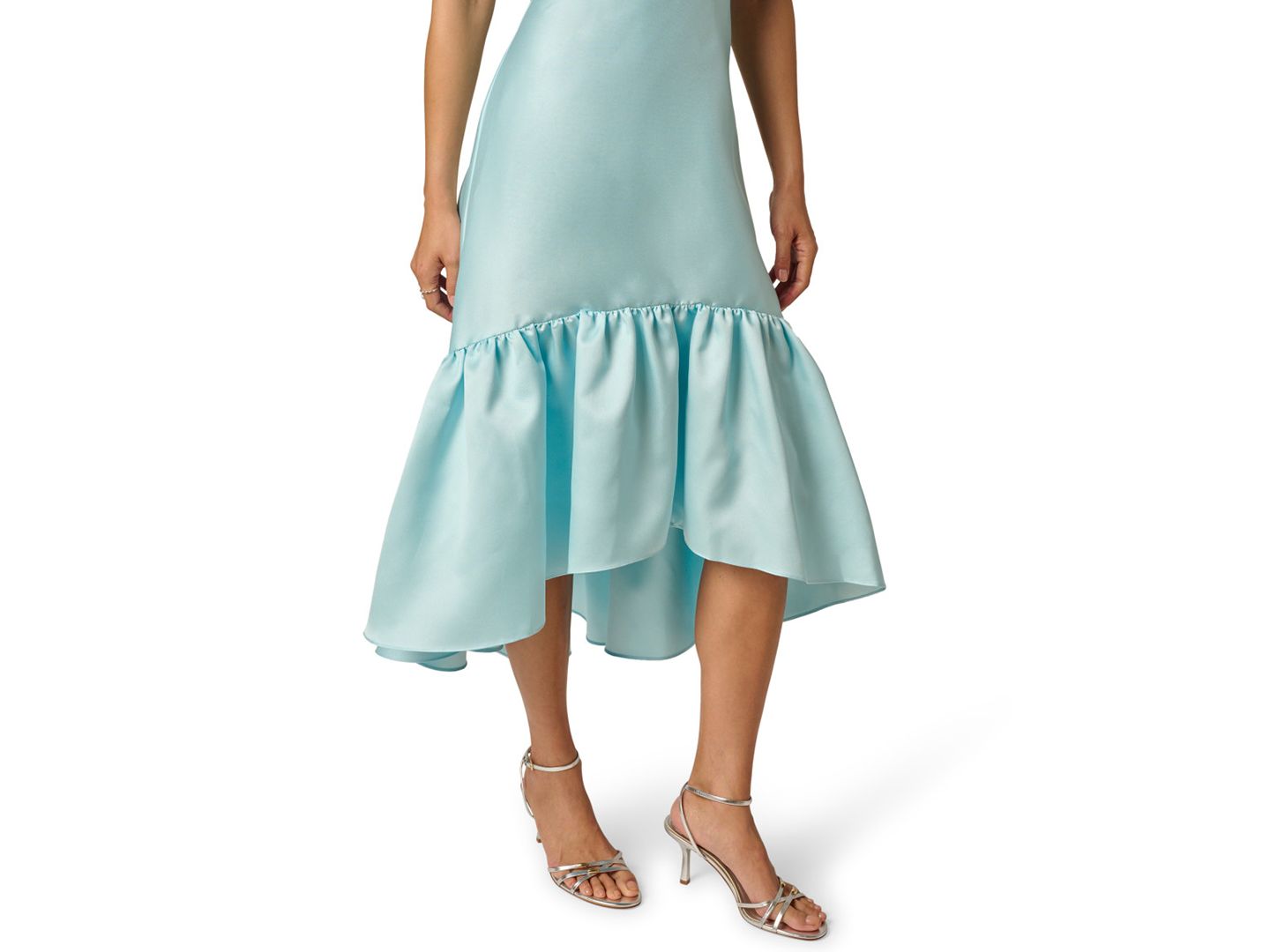 Женское платье Adrianna Papell Tie Mikado V-Neck Midi, цвет: Прозрачный небесно-голубой — фото 3