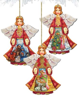 Guardian Angel Wood Ornament, Set of 3