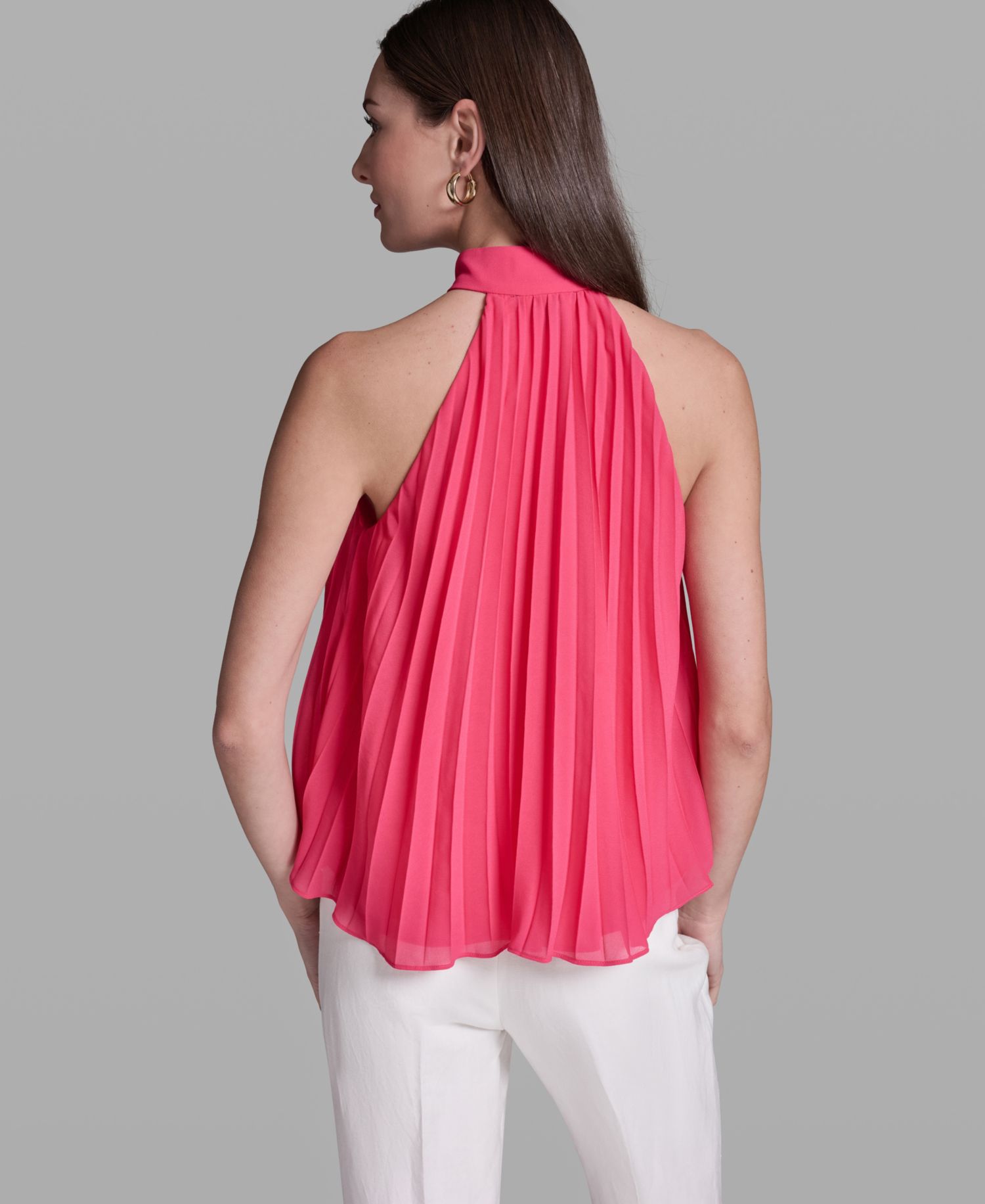 Women's Pleated Halter Neck Sleeveless Top