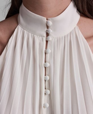 Women's Pleated Halter Neck Sleeveless Top