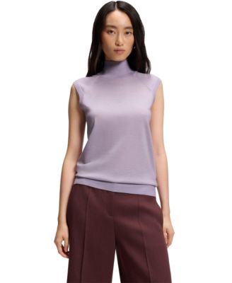 Women's Merino Wool Mock Neck Sleeveless Top