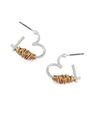 Two-Tone Heart Hoop Earrings