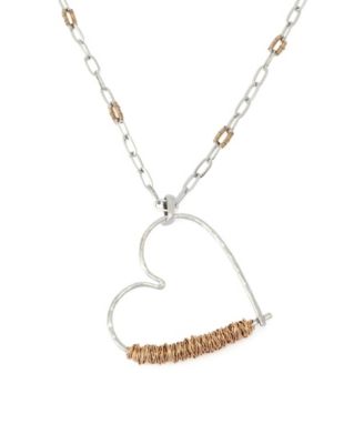 Two-Tone Heart Pendant Necklace