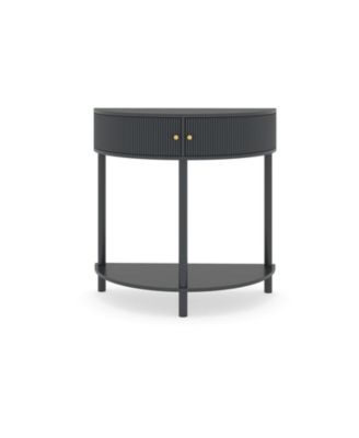 31.5" Corner Cabinet Side Table with 2 Storage Drawers and Bottom Shelf