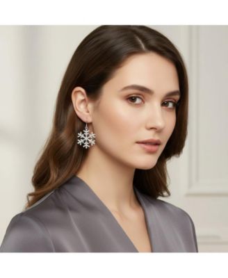 Chic CZ Snowflake Drop Earrings