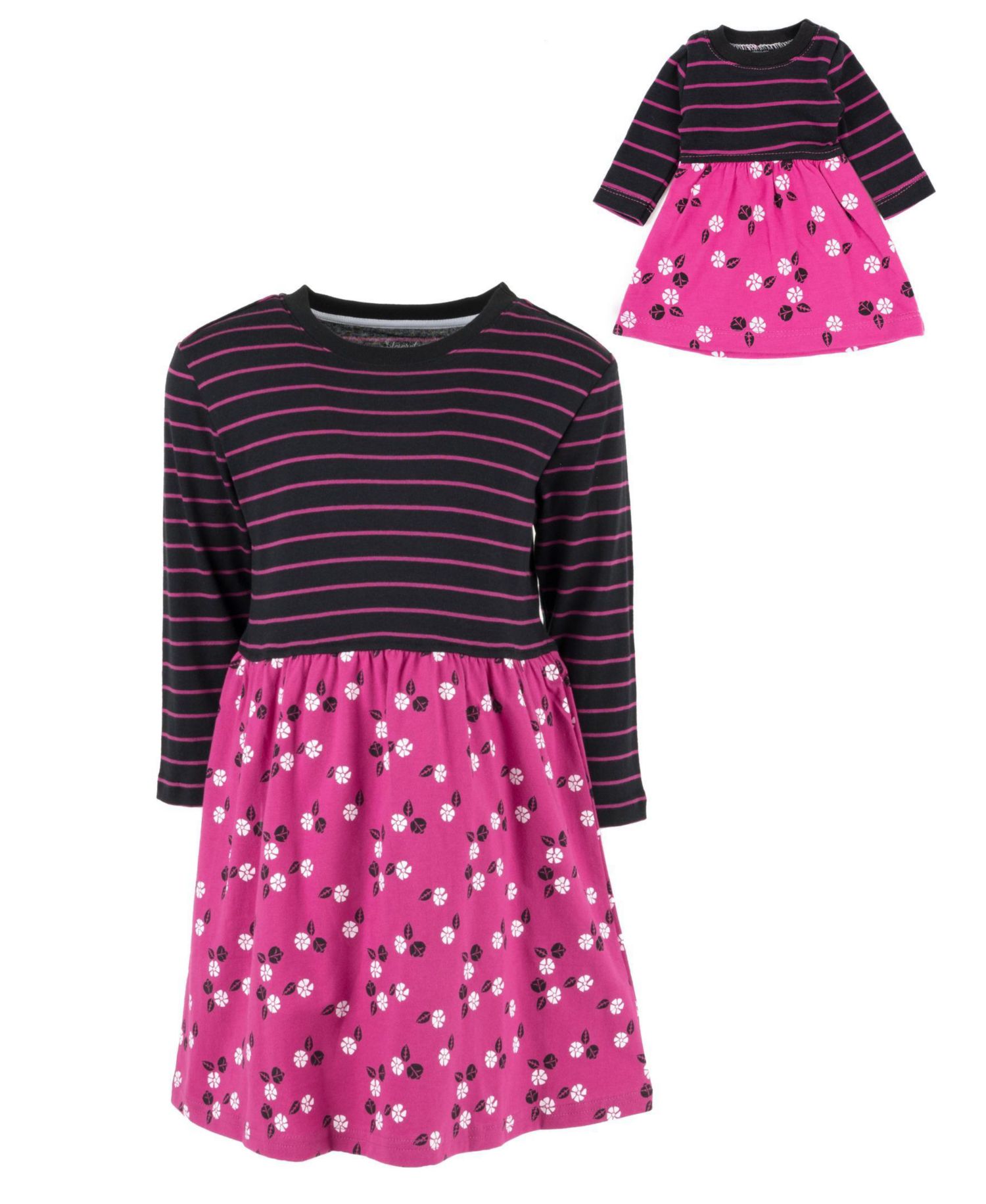 Big Girls Matching Doll 100% Cotton Long Sleeve Skirt Dress